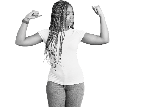 Young african american woman with braids wearing casual clothes showing arms muscles smiling proud. fitness concept. 